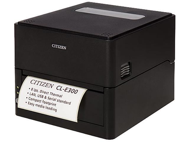 Citizen CL-E300XUBNNA CL-E300 Series Compact LAN-as-standard Direct Thermal Barcode and Label Printer - USB/LAN/Serial - Black