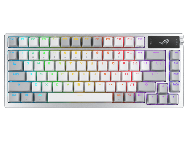 ASUS ROG Azoth 75 Wireless DIY Custom Gaming Keyboard, OLED display, Gasket-Mount, Three-Layer Dampening, Hot-Swappable Pre-lubed ROG NX Snow...