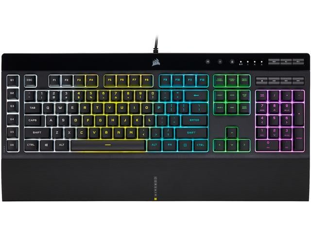 Corsair K55 RGB PRO Membrane Wired Gaming Keyboard - IP42 Dust and Spill-Resistant, 6 Macro Keys w/ Elgato Integration, iCUE Compatible - Black