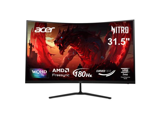 Acer Open Box - Acer Nitro 32' (31.5' viewable) WQHD 2K 1440P 180hz with AMD FreeSync 1ms 1000R Curved Gaming Computer Monitor ED323QU P1bmiipx
