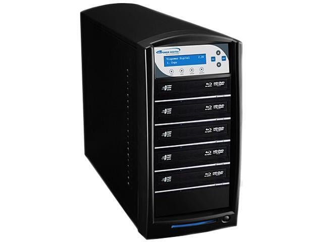VINPOWER Black 1 to 5 SharkNet Blu-ray DVD CD NetWork Duplicator Tower with 500GB Hard Drive Model SharkNet-5T-BD-BK