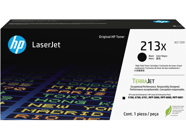 HP Open Box - HP 213X TerraJet High Yield LaserJet Toner Cartridge - Black W2130X