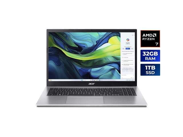 Acer Aspire Go 15, 15.6' Full HD IPS Display, AMD Ryzen 7 7730U Octa-Core Processor, AMD Radeon Graphics, 32GB DDR4 Memory, 1TB PCIe Gen4 SSD,...