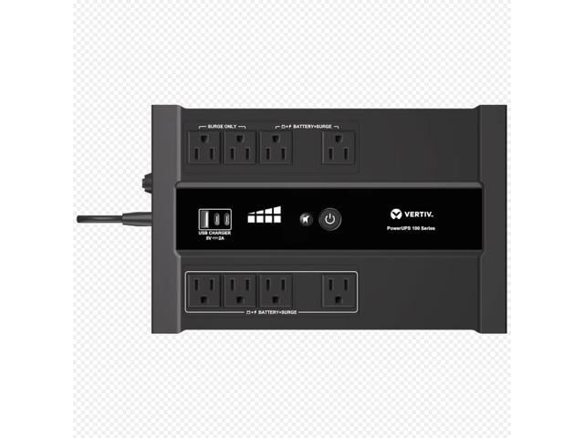 Vertiv Liebert PST6-900LVMT PowerUPS 100 UPS, PST6-900LVMT, 900VA/550W 120V Standby Power, 8 Outlets, Battery Backup w/Surge Protection, USB C+A...
