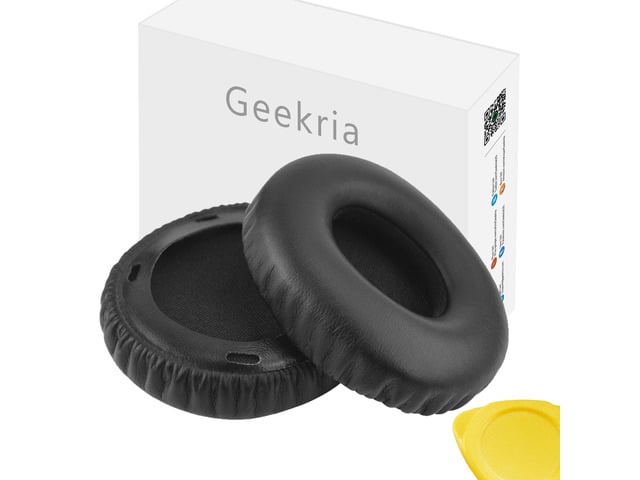 Sony Geekria QuickFit Protein Leather Replacement Ear Pads for SONY MDR-10RC Headphones Ear Cushions, Headset Earpads, Ear Cups Repair Parts (Black)