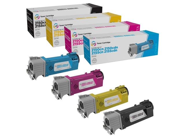 Dell LD Products Compatible Toner Cartridge Replacements for Dell Color Laser 2150 & Dell Multi-Function 2155 High Yield (Black, Cyan, Magenta, Yellow,...