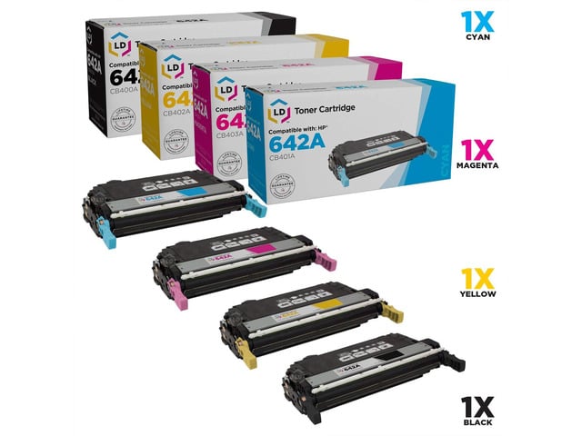 HP LD Remanufactured Replacement Laser Toner Cartridges for HP Color LaserJet CP4005: 1 Black CB400A, 1 Cyan CB401A, 1 Magenta CB403A and 1 Yellow...