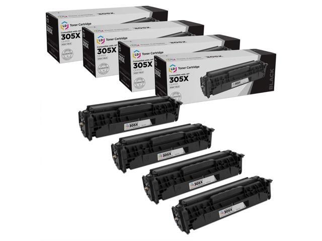 HP LD Products Toner Cartridge Replacement for HP 305X CE410X High Yield (Black, 4-Pack) HP305A