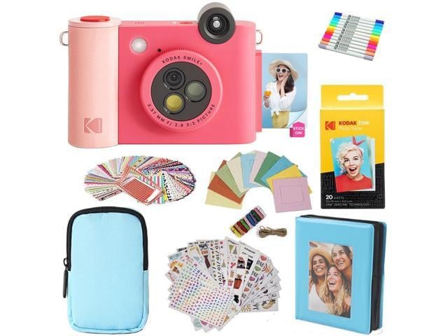 KODAK Smile+ 2-in-1 Digital Instant Print Camera & Printer Gift Bundle + Case + Zink 2x3' Sticky Back Photo Paper 20pk + Album + Sticker Frames +...