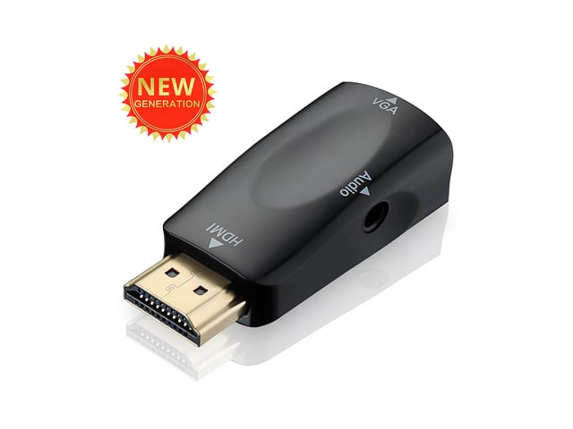 Intel Gold-plated HDMI to VGA Converter Adapter with 3.5mm audio Port Cable For PC, Laptop, DVD, Desktop, Ultrabook, Notebook, Intel Nuc, Macbook Pro,...