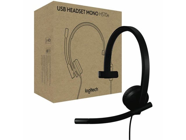 Logitech H570e USB Headset With Microphone for PC and Mac, USB-C Wired Headset With Mono Sound, Noise-Canceling Mics and Inline Controls, Certified...