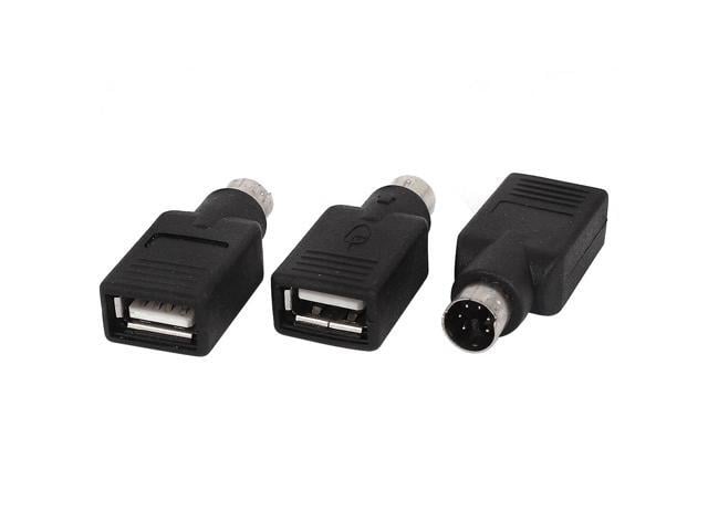 3 PCS PS/2 to USB Female Mouse Adapter Converter Connector Black
