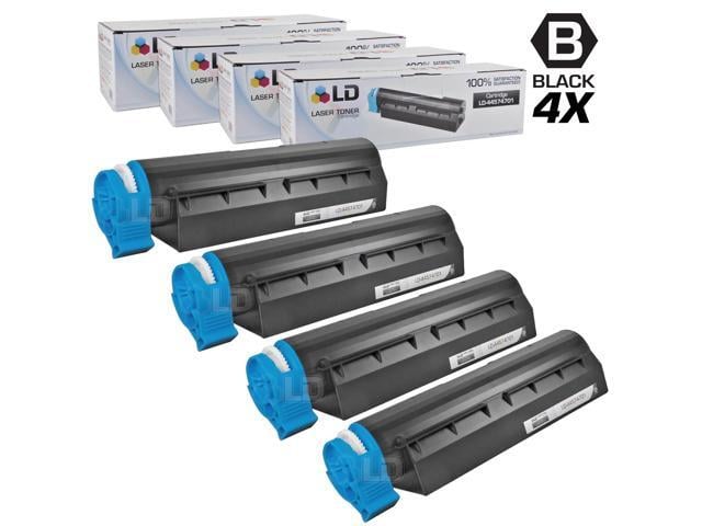 LD Set of 4 Okidata Compatible 44574701 Black Laser Toner Cartridge for the MB461 MFP, MB471, MB471W, B411d, B411dn, B431d and B431dn Printers