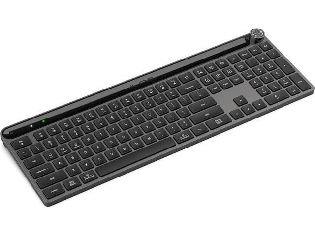 JLab Epic Wireless Keyboard, Black, 108 Keys, Connect Via Bluetooth or USB Wireless Dongle, Multi-Device Toggle, Soft Touch Keys, Smart Media Knob,...