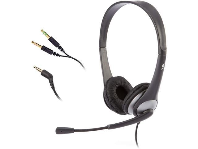 Cyber Acoustics Stereo Headset (AC-204), 3.5mm Stereo & Y-Adapter, Home, K12 School Classroom and Education