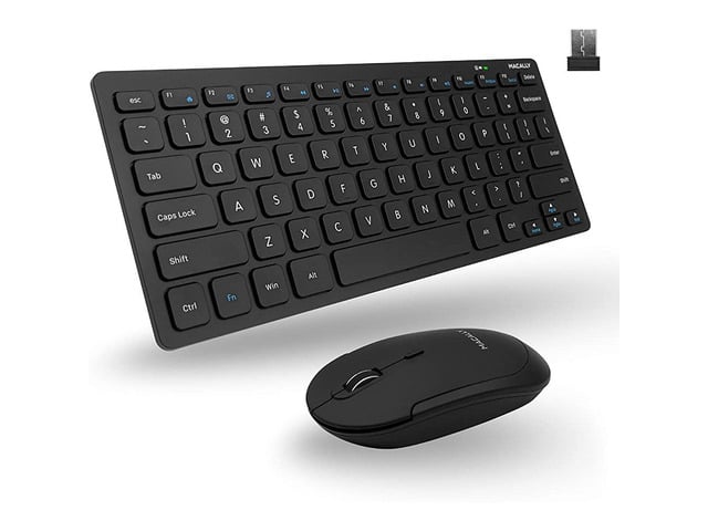Macally 2.4G Wireless Keyboard and Mouse Combo - Low Profile, Compact Small Keyboard Mouse Set for PC Computer, Desktop, Laptop, Surface Pro, Smart...