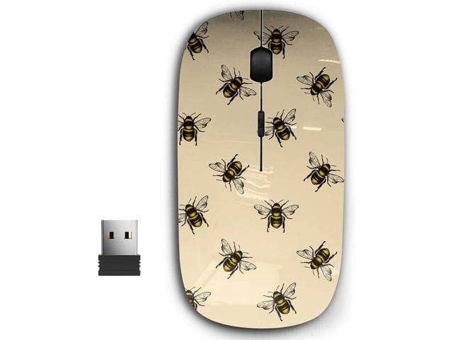 KAWAMOUSE 2.4G Ergonomic Portable USB Wireless Mouse for PC, Laptop, Computer, Notebook with Nano Receiver (Honey Bee)