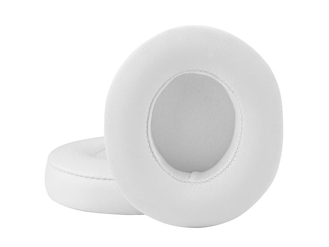 Geekria QuickFit Protein Leather Replacement Ear Pads for Beats Solo2.0 (B0534) On-Ear Headphones Earpads, Headset Ear Cushion Repair Parts (White)