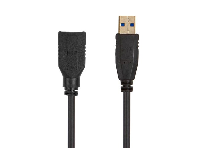 Monoprice USB 3.0 Type-A to Type-A Female Extension Cable - 6ft, Black, 32AWG, TPE Jacket, Compatible with Mouse, Printer, USB Keyboard, Flash Drive