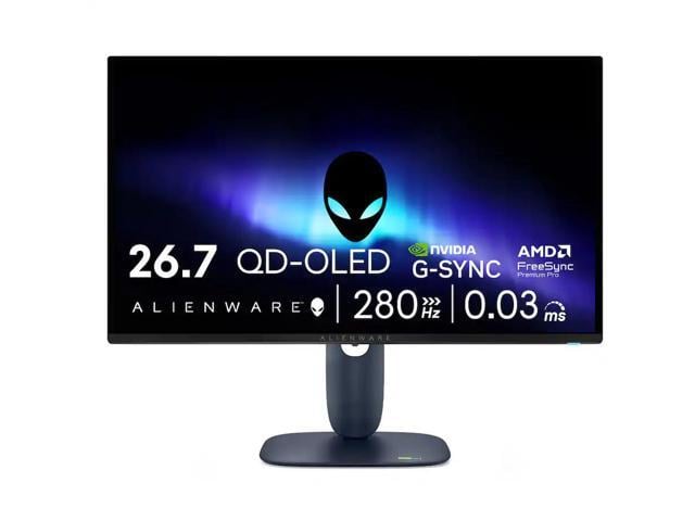 Alienware 27 inch QHD 2K 1440P 280Hz AMD FreeSync Premium Pro & G-SYNC compatible HDR400 USB-C OLED Gaming Computer Monitor with Height Adjustable,...