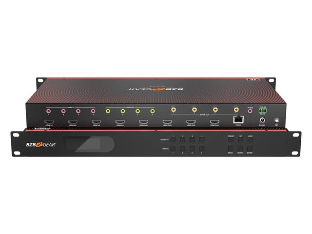 BZBGEAR 4x4 4K UHD Seamless HDMI Matrix Switcher/Video Wall Processor/MultiViewer with Scaler/IR/Audio/IP and RS-232