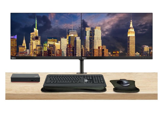 Lenovo ThinkVision T23d 1920 x 1200 LED FHD LCD, 2-Pack Bundle with HDMI, DisplayPort, Dual Monitor Stand, ThinkPad Universal USB-C Multiport Dock,...