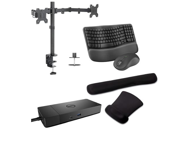Dell WD19S USB-C Workstation Dock 90W, 4K Support, HDMI, USB Hub and Ethernet Bundled With Desk Mount Dual Monitor Stand, MK670 Wireless Keyboard &...