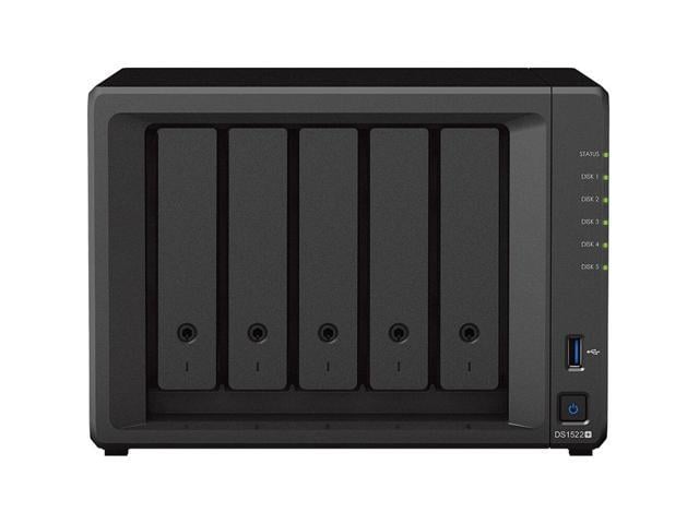 Synology DiskStation DS1522+ NAS Server with Ryzen 2.6GHz CPU, 32GB Memory, 50TB HDD Storage, 1TB M.2 NVMe SSD, 4 x 1GbE LAN Ports, DSM Operating...