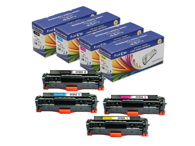 HP 312X Compatible Replacement Set CF380X HY of CF380A Black / CF381A Cyan / CF382A Yellow / CF383A Magenta 4 Toner Cartridges for HP Color...