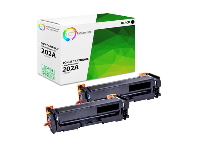 HP True Color Toner 202A Black Toner Cartridge 2 Pack - Premium Compatible Replacement for HP 202A CF500A Black Works With HP Color LaserJet Pro MFP...
