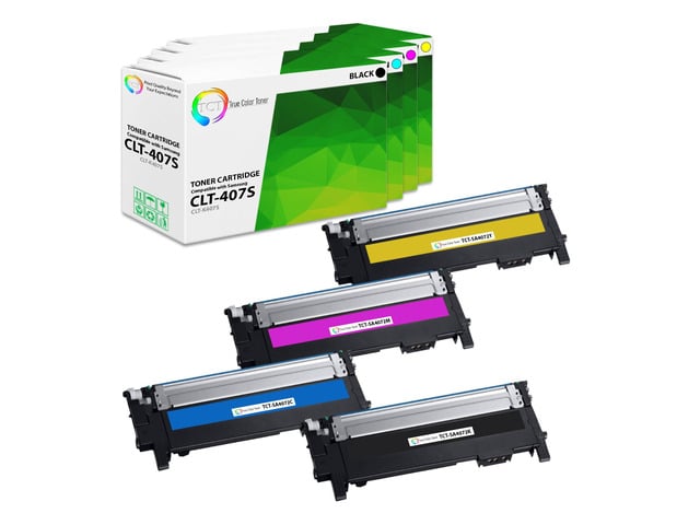 Samsung True Color Toner 407S Toner Cartridge 4 Pack - Premium Compatible Replacement for Samsung CLT-407S Works With Samsung CLP-320 320N CLX-3180