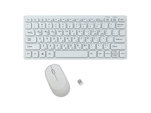 2.4G Korean Wireless Keyboard and Mouse Combo, English & Korean Layout, Quiet Mouse, 78 Keys, for Wins, for OS X