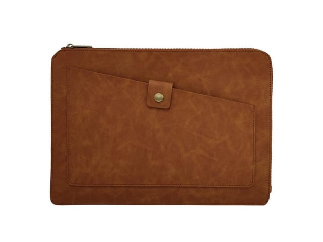Universal Genuine Leather Business Laptop Tablet Zipper Bag For 13.3 inch and Below (Brown)