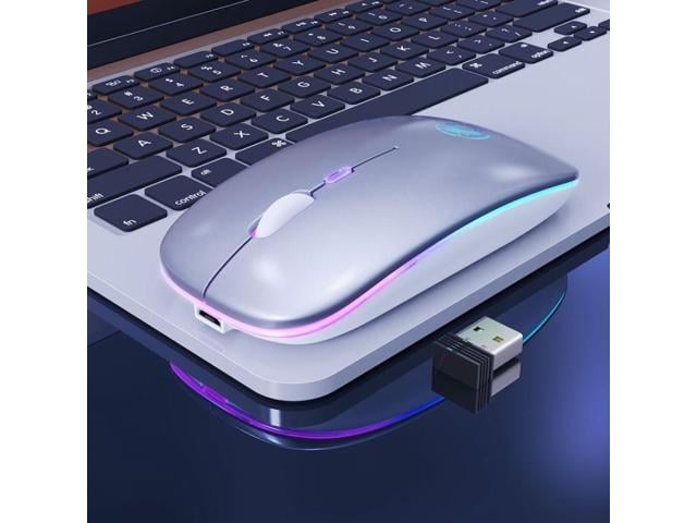 iMICE E-1300 4 Keys 1600DPI Luminous Wireless Silent Desktop Notebook Mini Mouse, Style:Charging Luminous Edition Charging Luminous Edition (Silver)