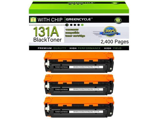 HP GREENCYCLE 3 Pack CF210A Black Compatible Toner Cartridge Replacement for HP 131A CF210A to use with Laser Jet Pro 200 color M276nw M251nw Printer