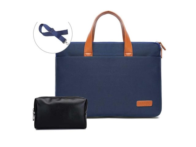 Apple For MacBook 13.3-14 Inches MAHOO 10188 Ultra-Thin Hand Computer Bag Messenger Laptop Bag, Color: Dark Blue+Black PU Power Bag Dark Blue+Black PU...