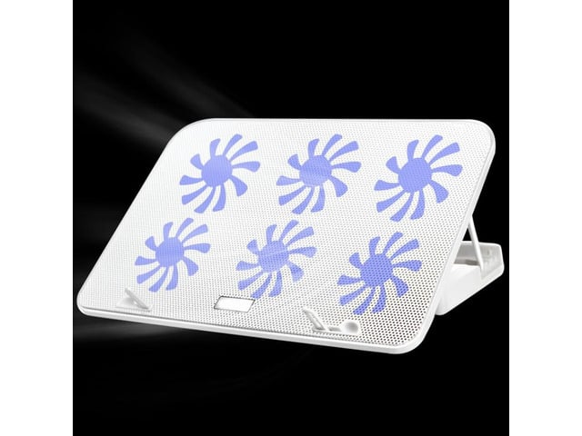 ICE COOREL Notebook Computer Base Speed Control Silent Six-fan Cooling Holder Cooling Rack, Style: Premium Edition Style: Premium Edition(Lvory)...