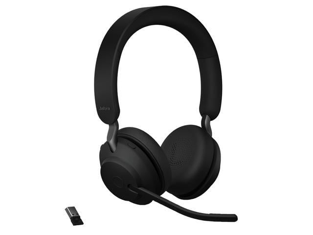 Jabra Evolve2 65 MS Wireless Headphones with Link380a, Stereo, Black - Wireless Bluetooth Headset for Calls and Music, 37 Hours of Battery Life,...
