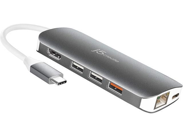j5create USB C Hub Adapter Multi-Monitor 10-in-1 Port Docking Station 4K HDMI, VGA, Ethernet, USB 3.0, MicroSD, SD, USB-C 3.1 + Power Delivery ...