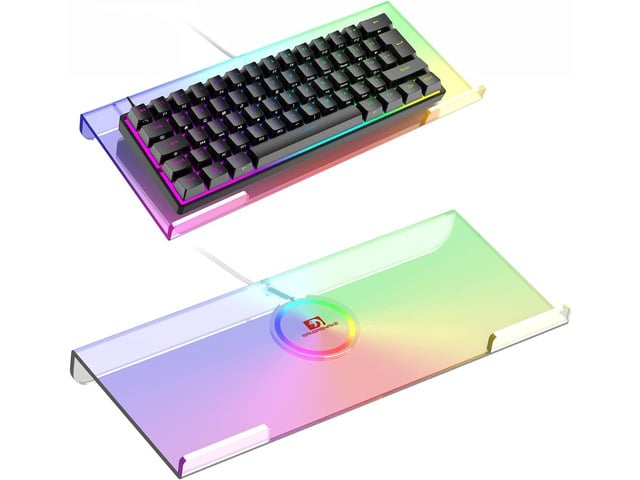 SELORSS Clear 366 Kinds RGB Acrylic Tilted Computer Keyboard Holder,PC Keyboard Stand Tray Holder for Easy Ergonomic Typing and Working at Home and...
