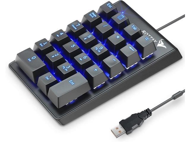 Mechanical Numeric Keypad, 22-Key USB Numpad for Laptop with LED Backlight For Desktop Computers, Accounting, Spreadsheets, and Data Entry,...