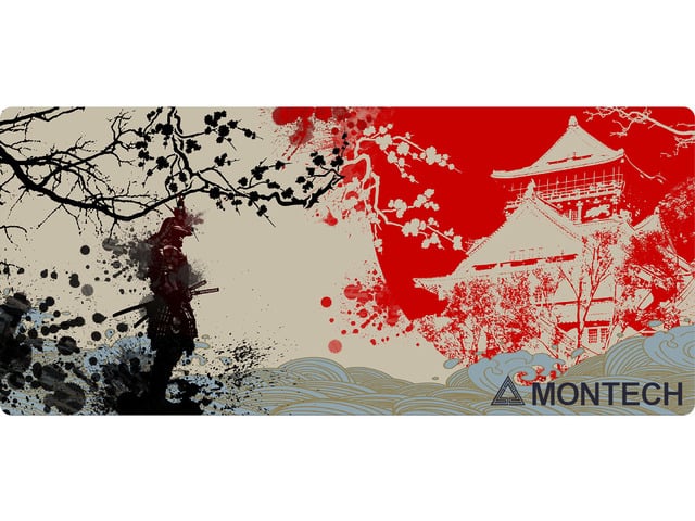 MONTECH Samurai Spirit Theme Gaming Mouse Pad - 35.4' x 15.7' Osaka Castle Design, Water-Resistant Surface, Anti-Slip Stability, Universal Mouse...