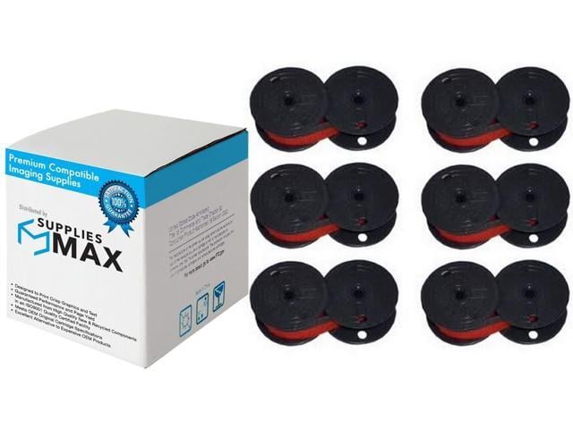 SuppliesMAX Compatible Replacement for Olivetti 4385DP/8500HD/8600HD/8800HD/HD-6000/HD-9100 Black/Red Spool Printer Ribbons (6/PK) (7338175BR)