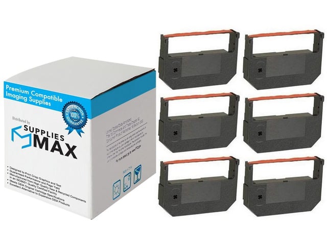SuppliesMAX Compatible Replacement for Hermes 3000/3700/4500/4700/5500/5600/5700 Black/Red Printer Ribbons (6/PK) (550NX)