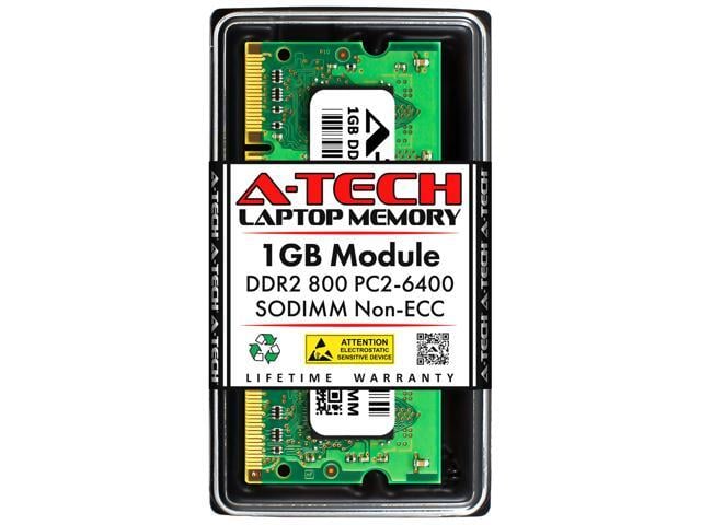 A-Tech 1GB DDR2 800MHz SODIMM PC2-6400 Non-ECC Unbuffered CL6 1.8V 200-Pin SO-DIMM Laptop Notebook Computer RAM Memory Upgrade Module