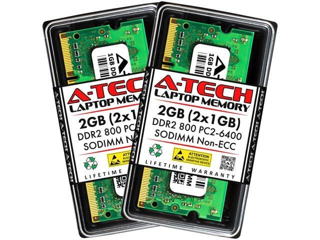 A-Tech 2GB (2x1GB) DDR2 800MHz SODIMM PC2-6400 Non-ECC Unbuffered CL6 1.8V 200-Pin SO-DIMM Laptop Notebook Computer RAM Memory Upgrade Kit