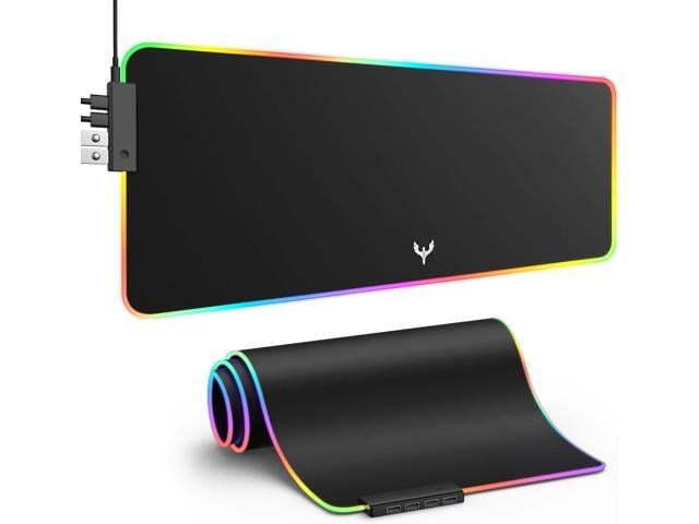 BladeHawks RGB Gaming Mouse Pad with 4Port USB Hub, 14 Lighting Modes, Oversize Anti-Slip Rubber Base, Waterproof Coating Mouse Mat for Desk Laptop...