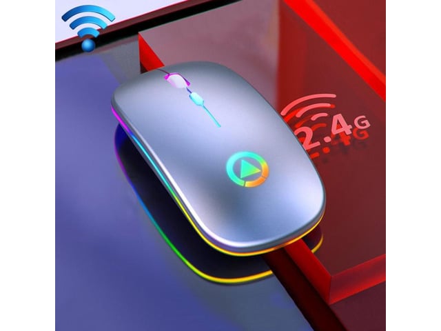 YINDIAO A2 BT3.0 + BT5.0 + 2.4GHz 1600DPI 3-modes Adjustable RGB Light Wireless Silent Bluetooth Mouse (Grey)