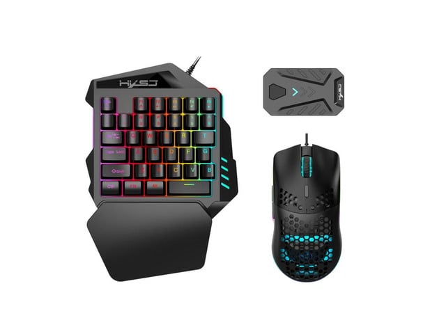 HXSJ V100+J900+P8 One-handed Keyboard + Programming Gaming Mouse + Keyboard Mouse Converter Set V100+J900+P8