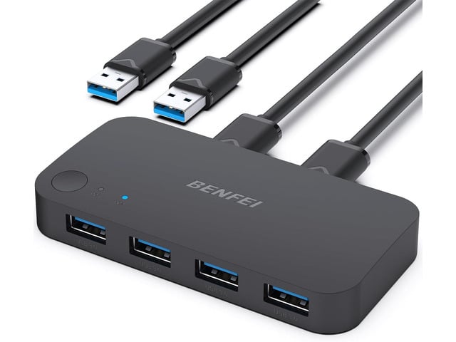 USB 3.0 Switch, USB Switcher 2 Computers Share 4 USB for PC Mouse Keyboard Printer Scanner, USB KVM Switch Selector Compatibl
